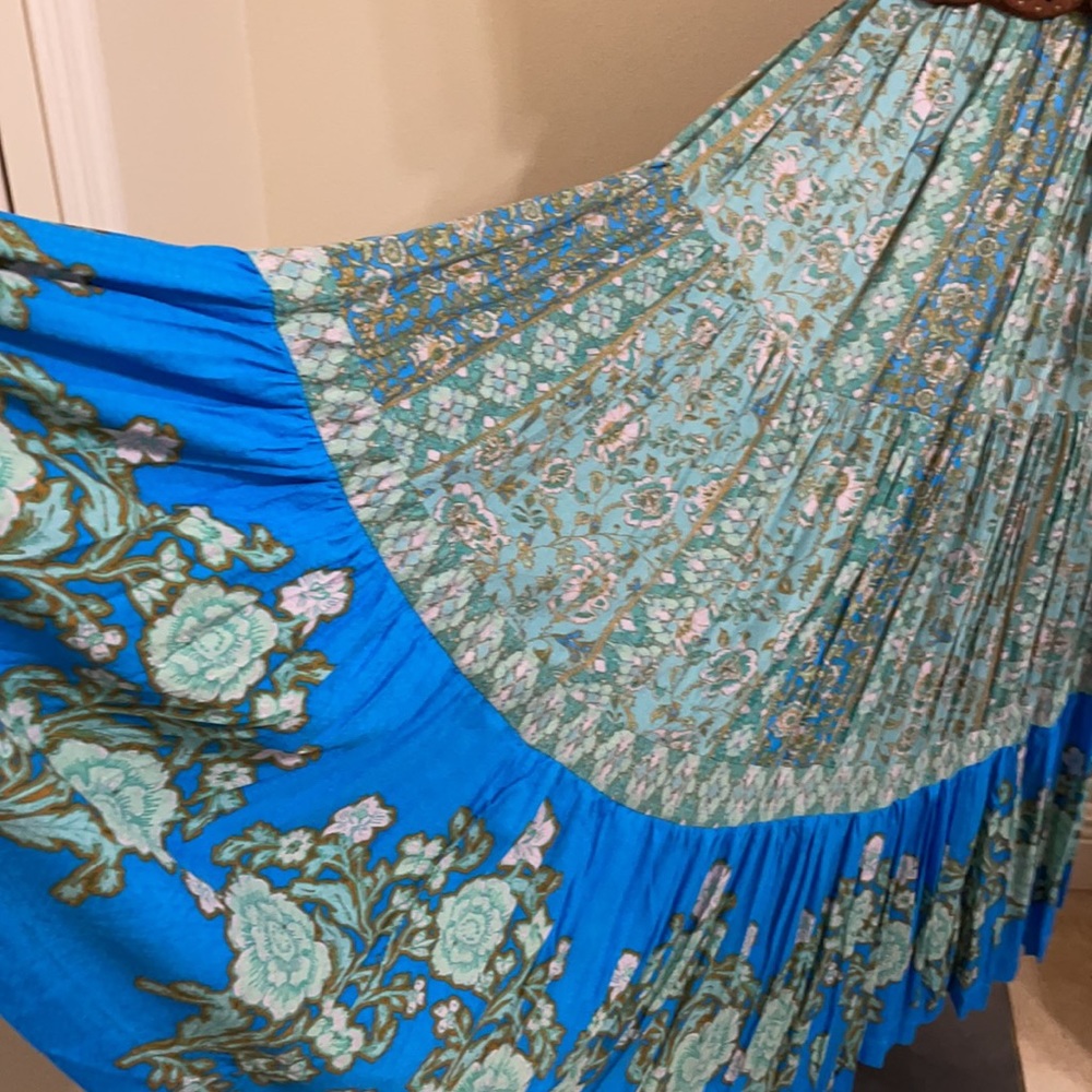 FREE PEOPLE Blue Boho Floral Print Crinkle Maxi Dress Teal Hanalei Bay - Picture 10 of 16